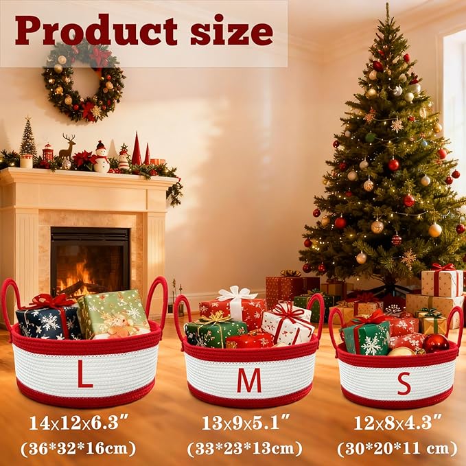 Personalized Christmas Gift Knits Baskets with Name Custom Baby Shower Basket for Newborn Cotton Rope Diaper Caddy Toy Stortage Boxes