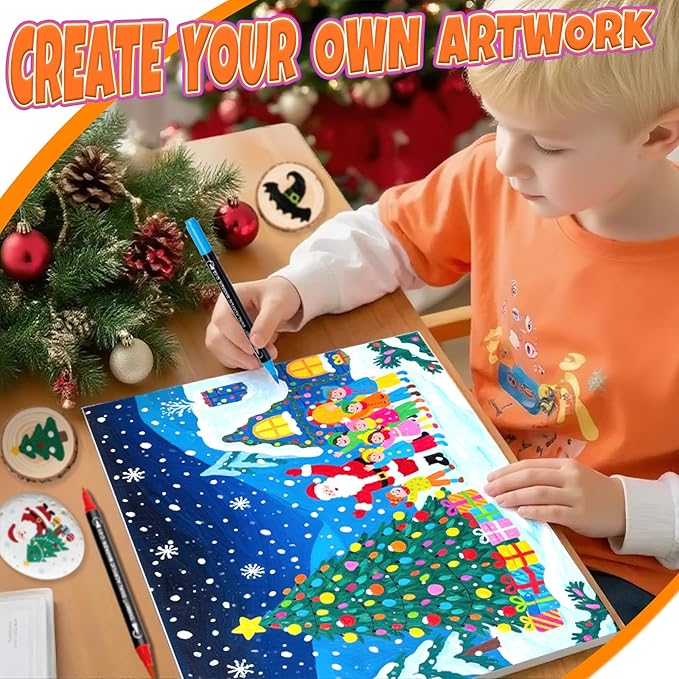 80 Colors Acrylic Paint Markers, Dual Tip Acrylic Paint Pens with Fine Tip and Brush Tip for Rock Painting, Ceramic, Wood, Plastic, Calligraphy, Scrapbooking, Brush Lettering, Card Making, DIY Crafts