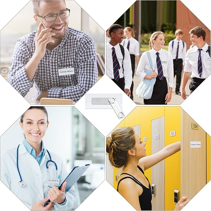 20 Pieces Magnetic Name Tags Kit Acrylic Name Badge Holders Clear Label Holders with Blank Printable Paper Inserts Magnets Custom Identity for Office