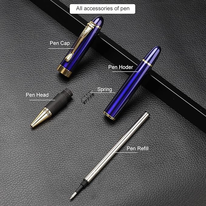 YIVONKA Luxury Ballpoint Pens Nice Ball Pen Best Gift for Men Professional Executive Office BallPens Classy Gift Box Ballpoint Black Refill Line width 0.5mm (Blue)