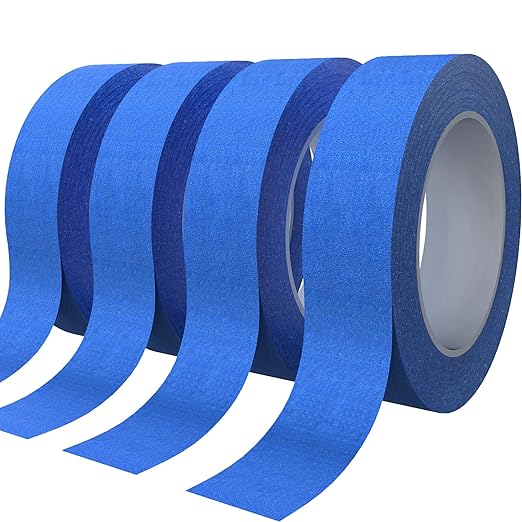SWRT 1 Inch x 55 Yards x 4 Rolls (220 Total Yards) Premium Blue Painters Tape - Upgraded Adhesive Masking Tape, Paint Tape, Multi-Surface Blue Tape for Painting, No Residue, Easy Removal, Trim, Crafts