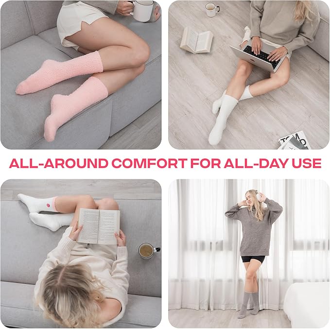 CoolMate GLOBAL Fuzzy Socks for Women Gift Box, Cozy, Soft, Comfy & Cloud-Like Socks, Plush, Durable for Spa, Home