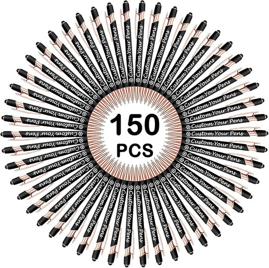 Amlion Personalized Custom Pens with Name Engraved Logo Text,150 Customized Writing Stylus Pen Promotional Item Gift for Men Women Office Business Wedding-Black