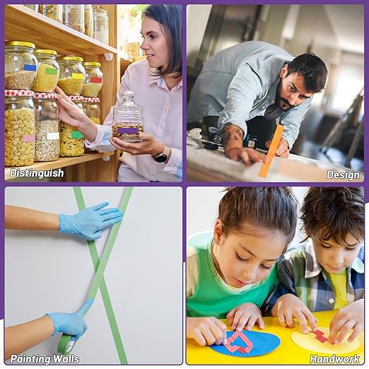 6 Rolls Colored Masking Tape-2 inch x 180 Yards Painters Tape, Rainbow Colors Rolls Bulk Kids Colorful Paper Marking Tape Decorative Arts Crafts Labeling DIY School Classroom Supplies