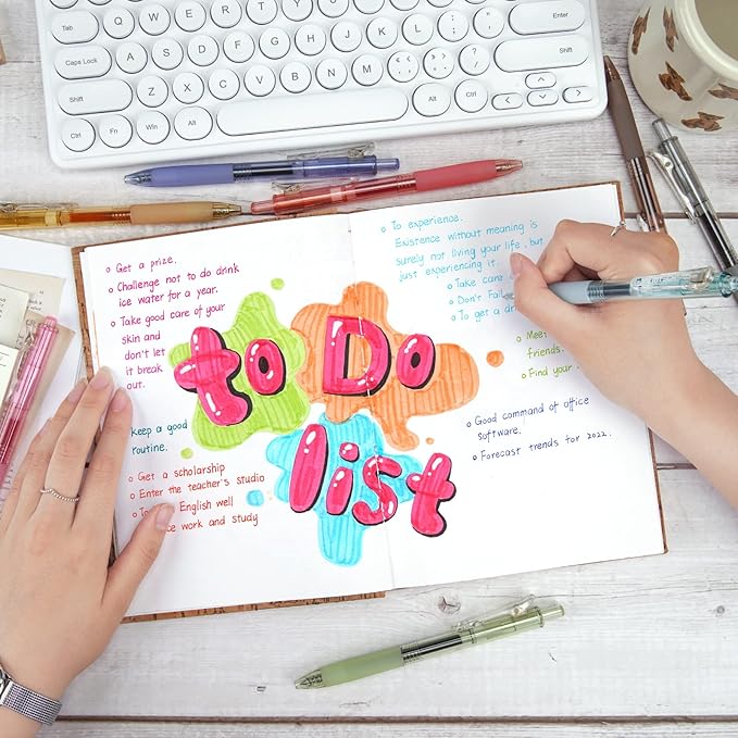 WRITECH Retractable Gel Pens Quick Dry Ink Pens 0.5mm Bullet Multicolor For Journaling, Drawing, Doodling, and Notetaking (Multicolor)