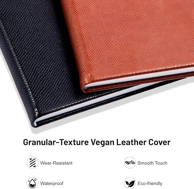 Lined Journal Notebooks for Work 2 Pack, 320 Pages, Medium 5.5 in x 8.5 in - 100 GSM Thick Paper, Hardcover Journal Leather Notebook for Writing & Note Taking, 2 Black