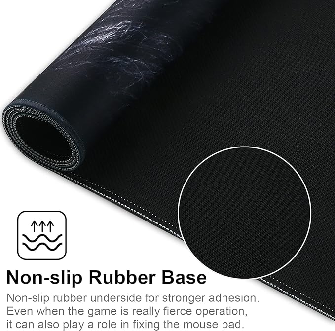 Large Gaming Mouse Pad with Stitched Edges,[27.5x11.8In] Extended Black Lion Mouse Pad with Non-Slip Natural Rubber Base for Gamer/Desktop/Office/Home 70x30 Blion02