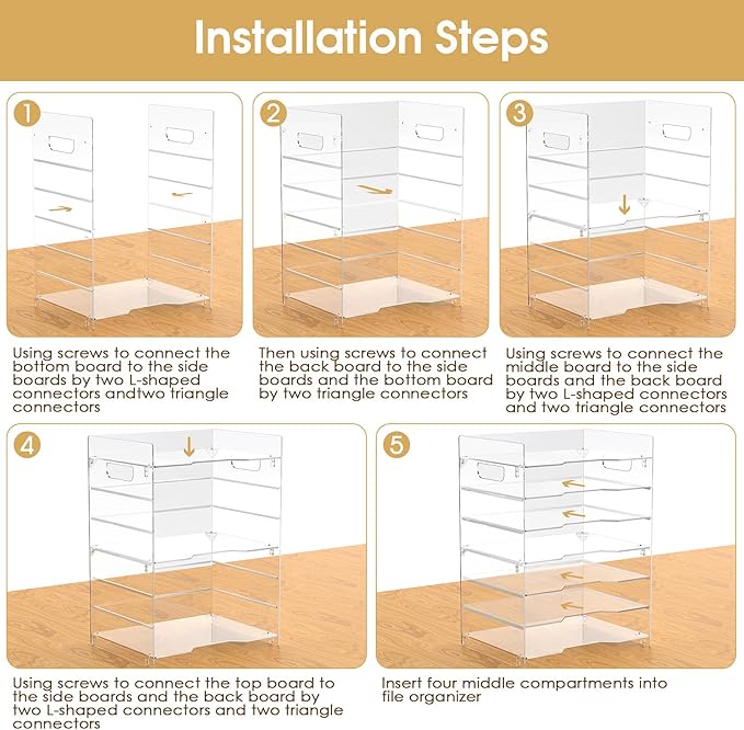 MaxGear 7 Tier Acrylic Paper Tray, Clear File Trays, Acrylic Clear Letter Tray Organizer, Stackable Desk Trays, Stackable Paper Organizer, Office Desk Organizers and Accessories