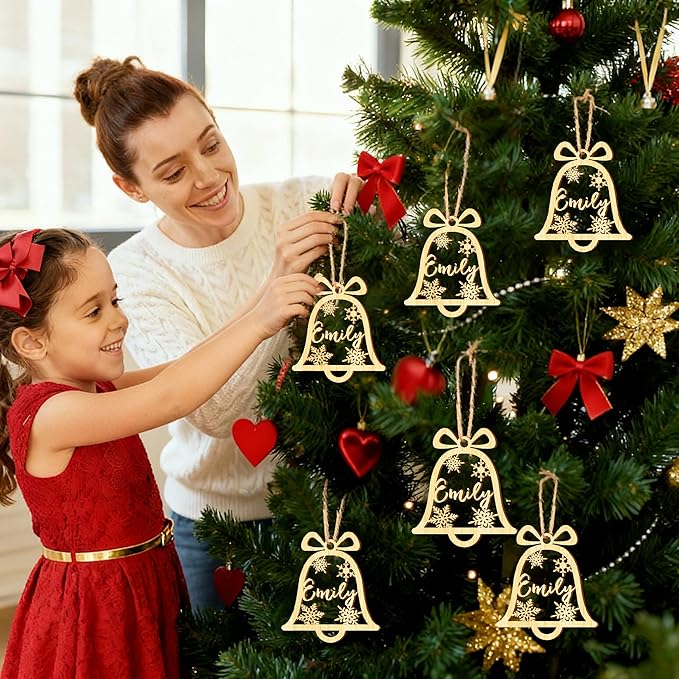Personalized Christmas Ornaments with Name,Wooden Christmas Tree Ornaments 2025 with Custom Family Name for Kids Adults,Xmas Ornaments for Christmas Tree Gifts (02-Christmas Tree Ornaments)