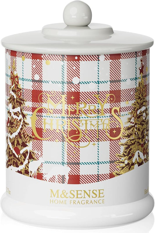 M&SENSE Christmas Candles Warm Sweater Scented, 12.7oz 75 Hours Slow Burn, Organic Soy Wax Double Wick, Non Toxic Aromatherapy Jar Candles for Stress Relief, Cozy Winter Holiday Candles for Home