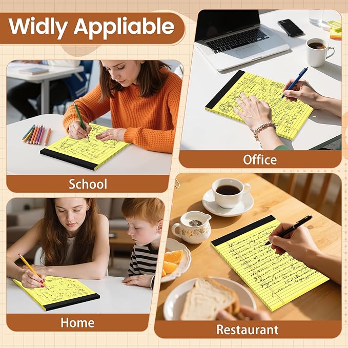 Legal Pads 8.5 X11.75, Narrow Ruled Notepads, 12 Pack, 30 Sheet/Pad, Yellow Legal Pads, Tear Off Notepad, Perforated Writing Pad, Notebook Paper College Ruled, Notepads For Office Home School, Notepad