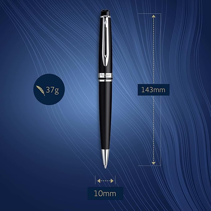 Waterman Expert Ballpoint Pen Matte Black CT Medium Nib Blue Ink