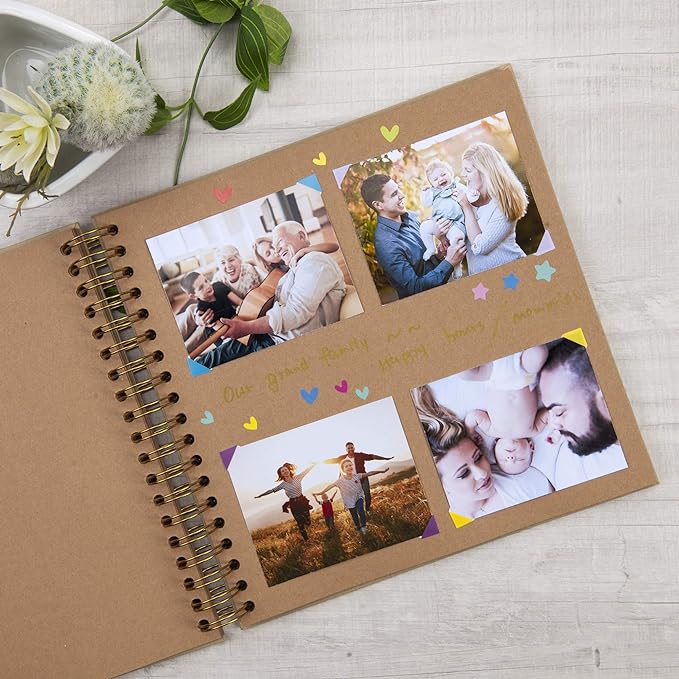 10 x 10 Inch DIY Scrapbook Photo Album with Cover Photo 80 Pages Hardcover Craft Paper Photo Album for Guest Book, Anniversary, Valentines Day Gifts (Brown, 10 x 10 inch)