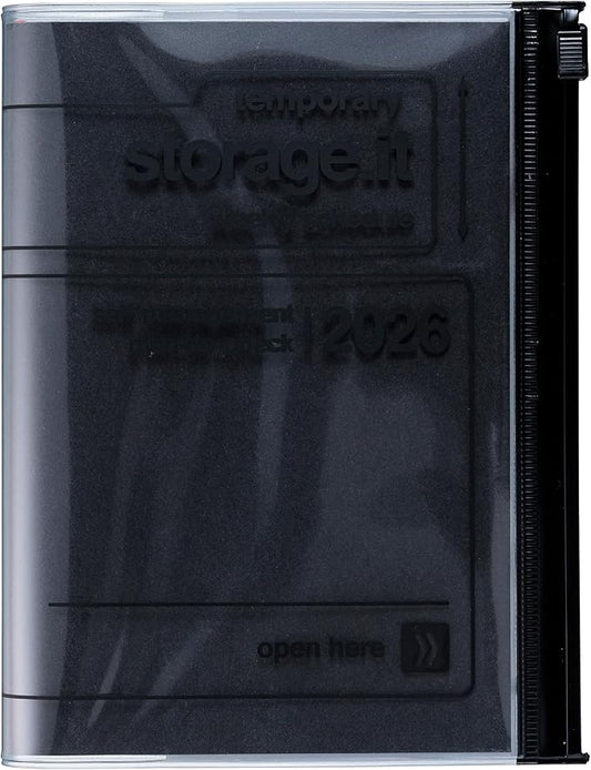 MARK'STYLE A6 Weekly Vertical Planner 16 Months (Sep. 2025 – Dec. 2026) with Soft Transparent PVC Cover,Refillable, Pocketed, for Daily Organizing & Planning (Black)