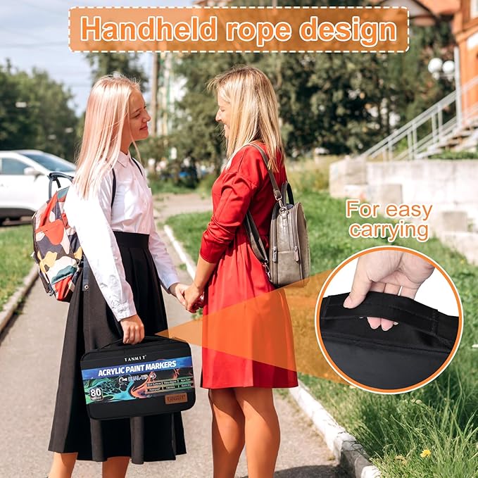 80 Colors Acrylic Paint Pens, Dual Tip Acrylic Paint Markers with Brush Tip and Fine Tip, Acrylic Pens for Rock Painting, Wood, Canvas, Stone, Glass, Ceramic,DIY Crafts Making Art Supplies