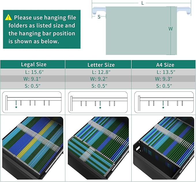 YITAHOME 3 Drawer File Cabinet with Lock, 20" Deep Office Vertical Files, Mobile Metal Filing Cabinet, Metal Vertical Filing Storage Cabinet for Letters/Legal/A4 Size,Black