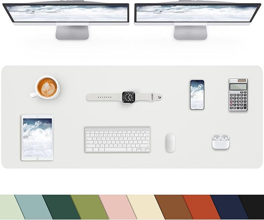 Large Leather Desk Pad Protector, Office Desk Mat,Mouse Pad, Non-Slip PU Leather Desk Blotter, Laptop Desk Pad, Desk Accessories for Office& Home (Ivory White, 55" x 24")