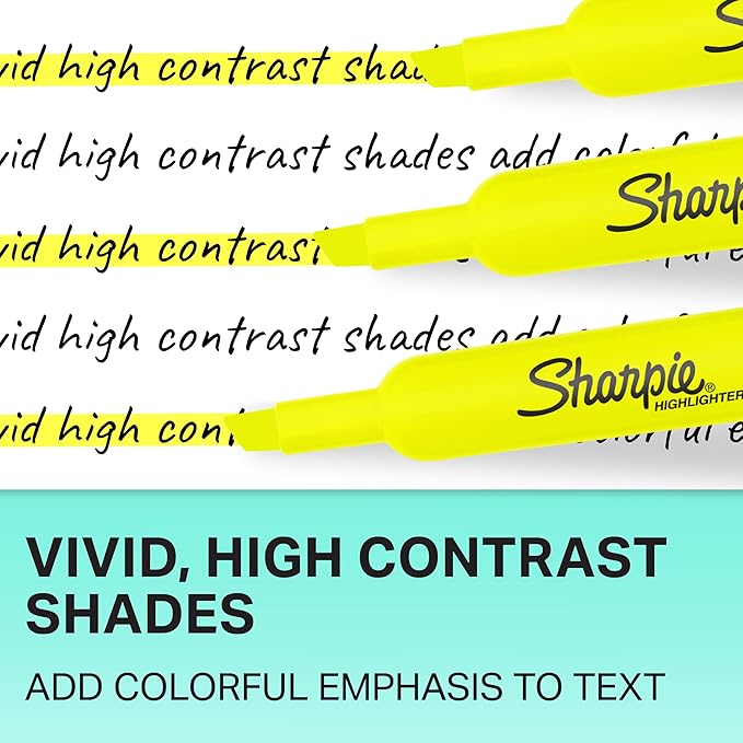 SHARPIE Tank Style Highlighters Chisel Tip Fluorescent Yellow 36 Count (Pack of 6)