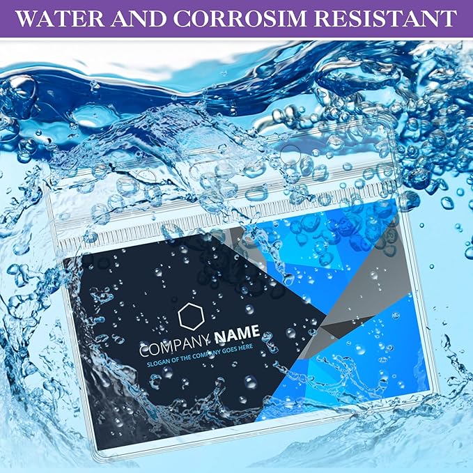 Marspark 50 Sets Clear Name Tags with Lanyard, Lanyards for ID Badges Reusable Strap with ID Holder Plastic Name Badges for Adults Business School Church Conference (Purple)