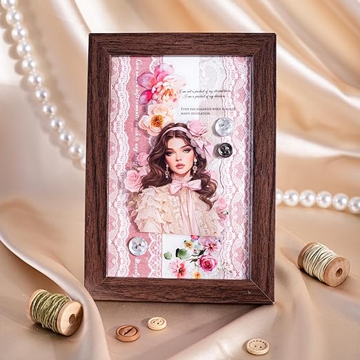 Lace Pattern Washi Tape Set, 6 Rolls Japanese Paper Decorative Stickers with 1 Clip, Lace Fabric for Scrapbooking, Journaling, Craft Supplies, 1.57in x 79in