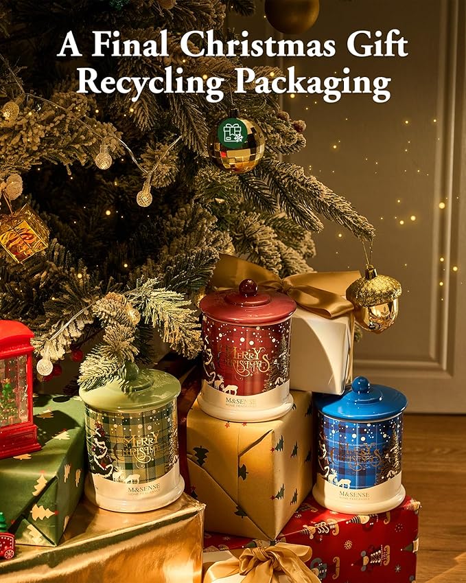 M&SENSE Winter Candles Frosted Rose Scented, 12.7oz 75 Hours Clean Burn, Non Toxic Soy Wax 2 Wick, Luxury Christmas Holiday Gifts for Women, Decorative Jar Candles for Home