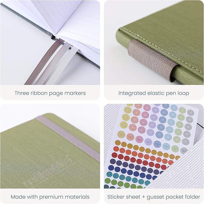 MäksēLife 90-Day Quarterly Planner - Entrepreneur Goal Setting & Project Management, Undated 3-Month Productivity Planner for Small Business Owners, Green