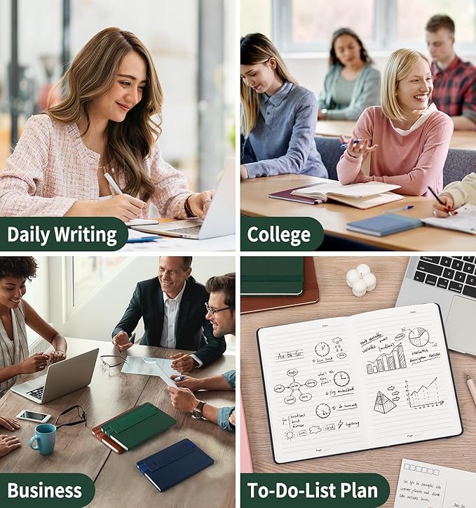 Lined Journal Notebook for Work, A5 Leather Notebook with Pen Sleeve, 100GSM/160 Pages Thick Paper, Daily Journals for Writing, School, Note Taking, Business, Travel, College Ruled