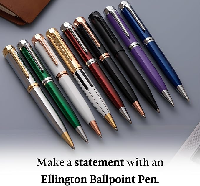Ellington Pens Luxury Ballpoint Pen – Premium Quality, Smooth Writing Experience, Elegant Design, Includes 2 Ink Refills (Black & Blue) – Ideal for Professionals and Gift Giving