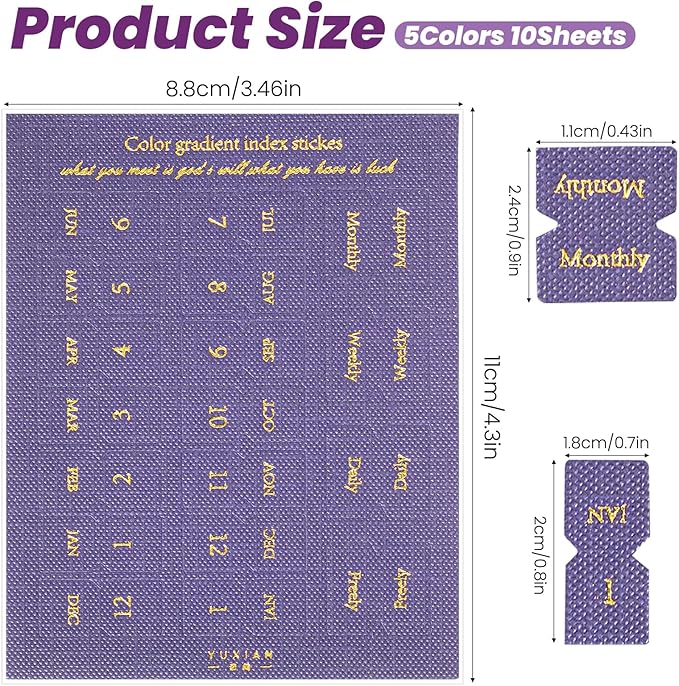 10 Sheet Month Tabs for Planner, Colorful Self-Adhesive Planner Monthly Tabs, Notebook Index Tabs for Planners Office Study Journal Notebook Agendas Organizers Office Supplies