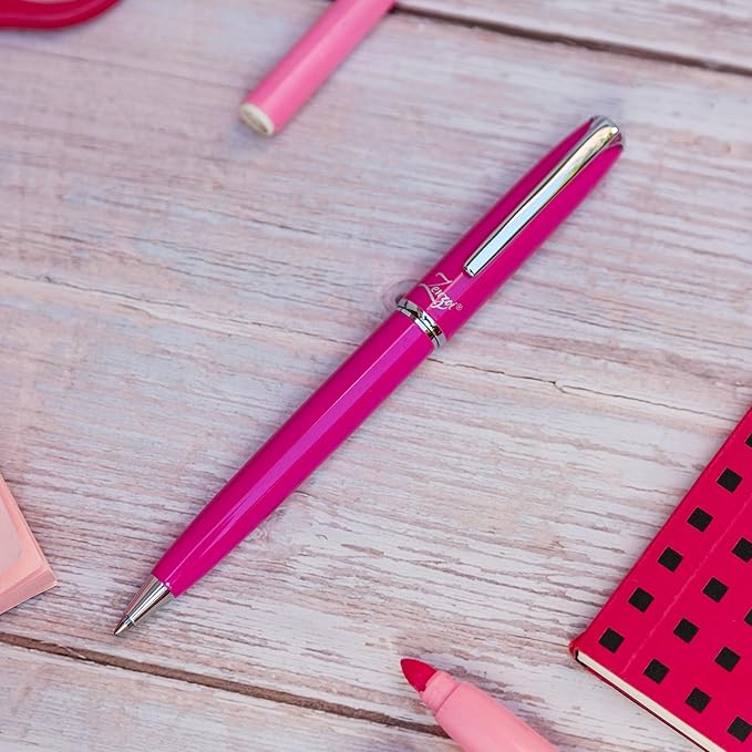 ZenZoi Pink Ballpoint Pen – Refillable, Luxury Pen for Women, Men. Smooth Writing Premium Schmidt Ink Refills. Fancy, High End Pen Gift Set. Retractable, Professional, Journaling pen