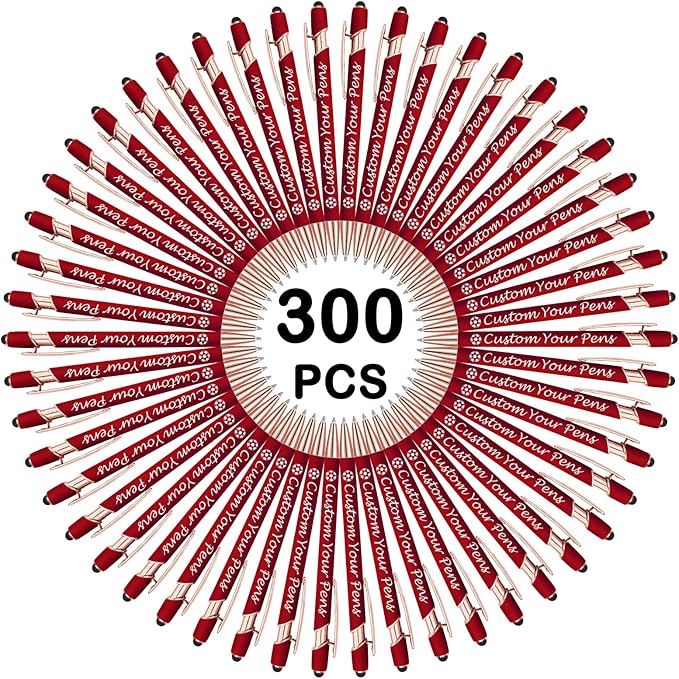 Amlion Personalized Custom Pens with Name Engraved Logo Text,300 Customized Writing Stylus Pen Promotional Item Gift for Men Women Office Business Wedding-Deep Red