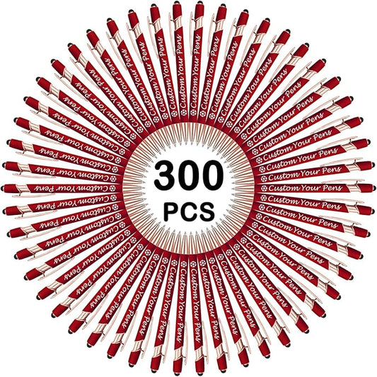 Amlion Personalized Custom Pens with Name Engraved Logo Text,300 Customized Writing Stylus Pen Promotional Item Gift for Men Women Office Business Wedding-Deep Red