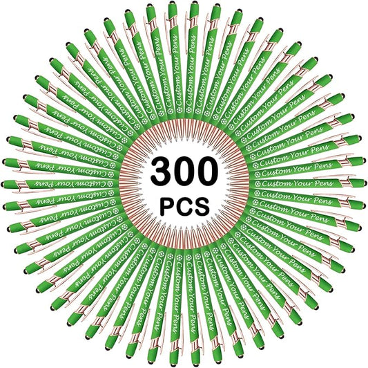 Amlion Personalized Custom Pens with Name Engraved Logo Text,300 Customized Writing Stylus Pen Promotional Item Gift for Men Women Office Business Wedding-Lighr Green