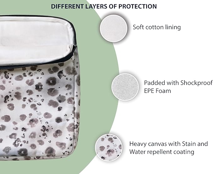 Maison d'Hermine Laptop Bag Upto 13.5 inch Stain and Water Repellent Cotton Canvas - Cheeta