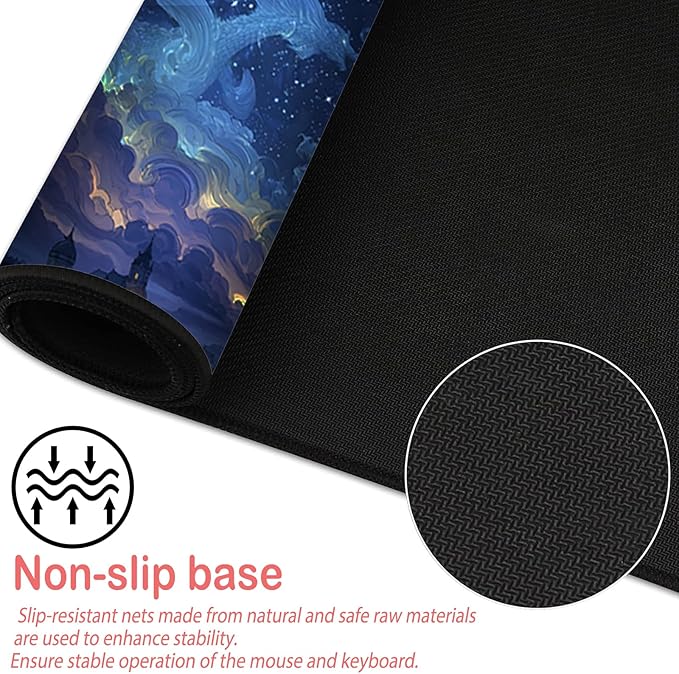 Nuxovilar Professional Large Mouse Pad & Computer Game Mouse Mat (35.4x15.7IN, Dreamy Blue Nebula Art) (90 * 40cm Dreamy Blue Nebula)