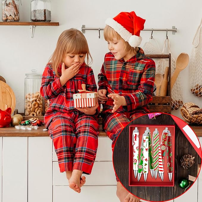 Christmas Pens Set – Cute Holiday-Themed Gel Pens for Kids, Teachers, and Office Gift Exchange – Red and White Candy Cane Designs – Perfect Christmas Stocking Stuffers and Stationery Gifts,8 Pack