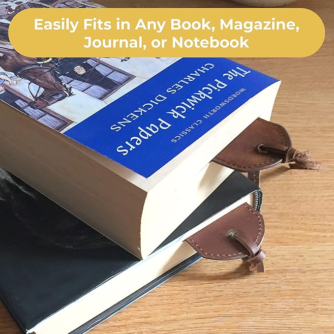 Leather Bookmarks for Men and Women | Quality Mens Bookmark with Cute Cat | 2 Smooth Handmade Leather Book Markers for Men Women Book Lovers Readers (7x2) Leather Gift | Sovereign-Gear