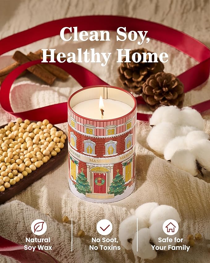 M&SENSE Gingerbread Coffee Christmas Candles, Warm Scented Holiday Candle with Gingerbread Cookie, Chocolate & Coffee Bean, Soy Wax 11.3oz 70 Hour Clean Burn, Cozy Winter Home Decor, Christmas Gifts