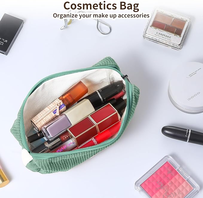 Pencil Bag Pen Case, Soft Corduroy Small Pencil Pouch Organizer with Zipper, Cute Pencil Case Pouch Stationery for Girls and Boys – Green