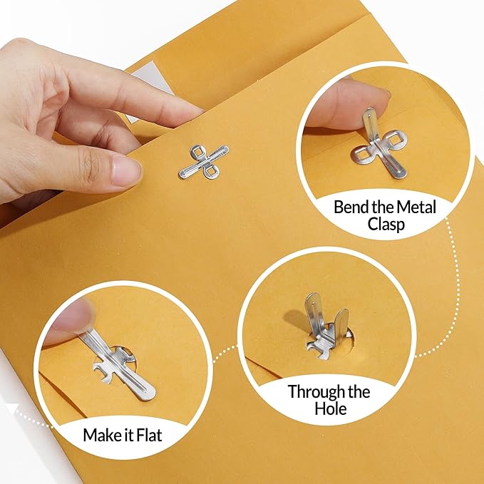 SUNEE Envelops, 6"x9" Brown Kraft Envelopes with Clasp Closure, 28-lb Paper Mailing Envelopes, 100 Count, Great for Filing, Storing or Mailing Documents