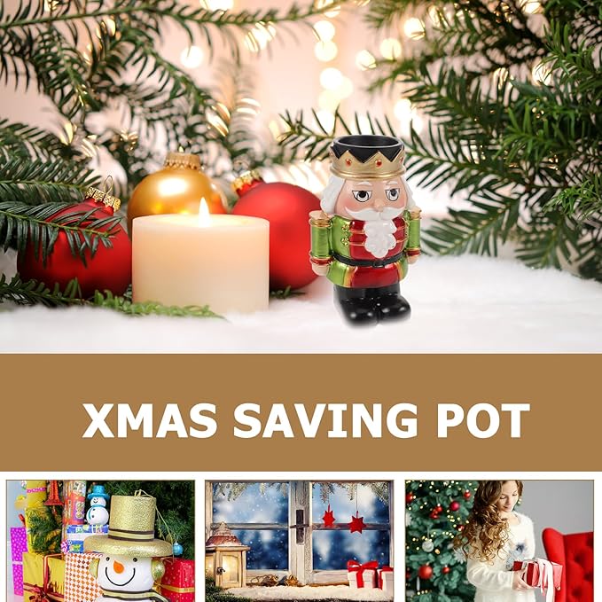 LOGOFUN Nutcracker Candle Holder Christmas Figurine Taper Candlestick Fireplace Xmas Holiday Decoration