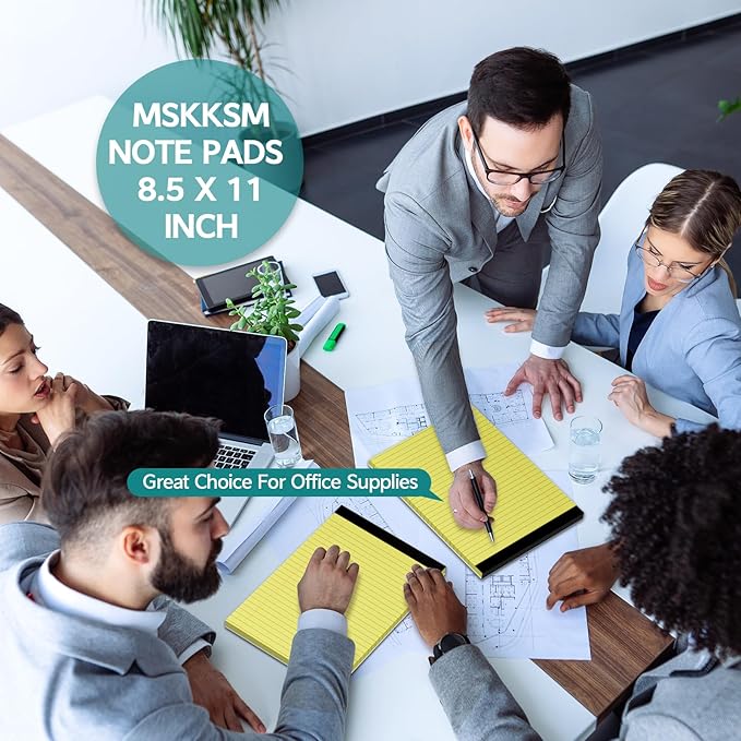 Legal Pads 8.5 x 11, 2 Pack Yellow Note Pads 8.5 x 11 Writing Pads, Wide Ruled Legal Notepads, Lined Pads of Paper Yellow Paper Pads, 30 Sheets Per Notepad for School, Home, Office, Business