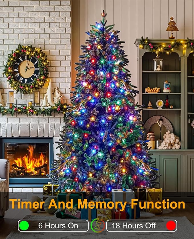 Multicolor Christmas Lights Outdoor, 80FT 240 LED Christmas Tree Lights Waterproof Plug in, 8 Modes Connectable Christmas Decorations Green Wire for Indoor Room Garden Xmas Holiday