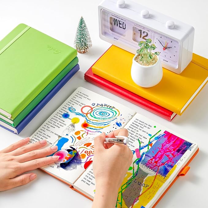 feela Dotted Journal Kit, Dot Grid Journal Hardcover Planner Notebook Set For Beginners Women Girls Note Taking with Journaling Supplies Stencils Stickers Pens Accessories, A5, 224 Pages, Green