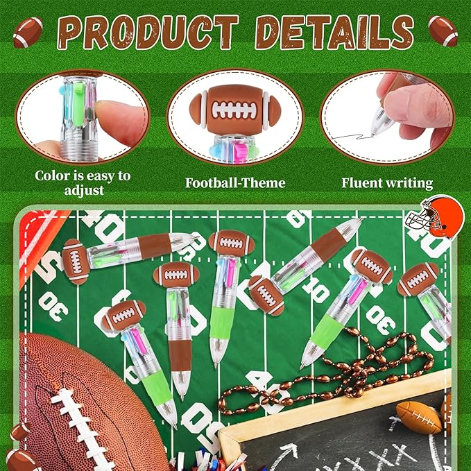 CZWZ 30Pcs Mini Multicolor Pens in One 4-in-1 Cute Pens Bulk for Kids, Ballpoint Pen for Birthdays and Children's Parties, Fun Gifts Assorted Ink Kawaii Pen(Football)