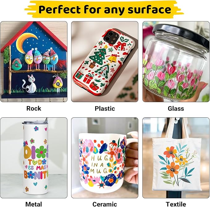 Dual Tip Acrylic Paint Pens 36 Colors Markers Set, New Acrylic Paint Markers, Art Supplies Set for Adults, Kids, Teen, Suitable for fabric, rock, wood, glass, ceramic and other DIY crafts