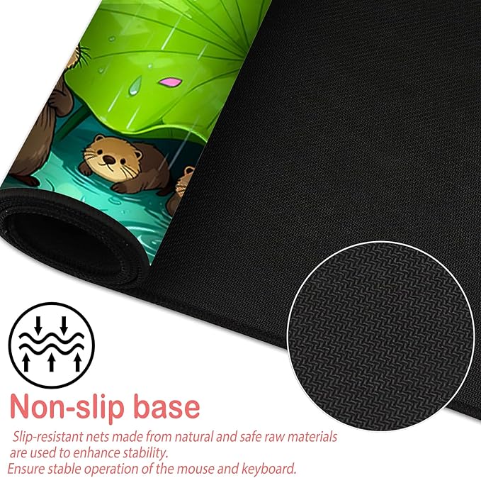 Nuxovilar Professional Large Mouse Pad & Computer Game Mouse Mat (35.4x15.7IN, Monkeys Under Lotus Leaf Art) (90 * 40cm Monkeys & Lotus Leaf)