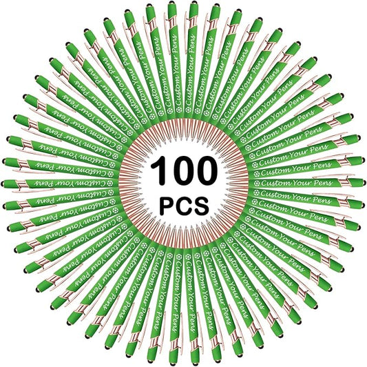 Amlion Personalized Custom Pens with Name Engraved Logo Text,100 Customized Writing Stylus Pen Promotional Item Gift for Men Women Office Business Wedding-Lighr Green