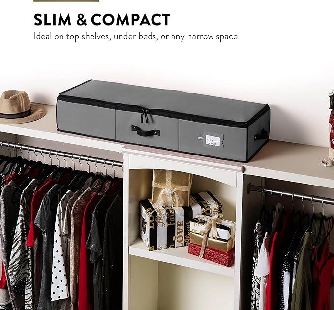 ZOBER Wrapping Paper Storage Containers - 40 Inch Gift Wrap Organizer with Interior Pockets - Fits 20 Standard Rolls, Bows, and Ribbons