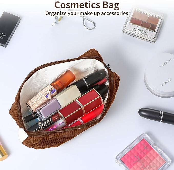 Pencil Bag Pen Case, Soft Corduroy Small Pencil Pouch Organizer with Zipper, Cute Pencil Case Pouch Stationery for Girls and Boys – Brown